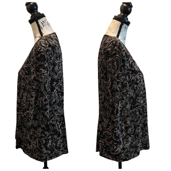 Alex Evenings formal Jacket Open front Black floral Size XL Metallic stretch - Picture 3 of 10